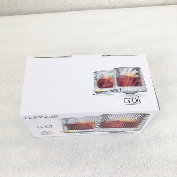 Godinger Orbit 2 Spinning On The Rocks Crystal Whiskey Glasses In Box Barware - Picture 2 of 8